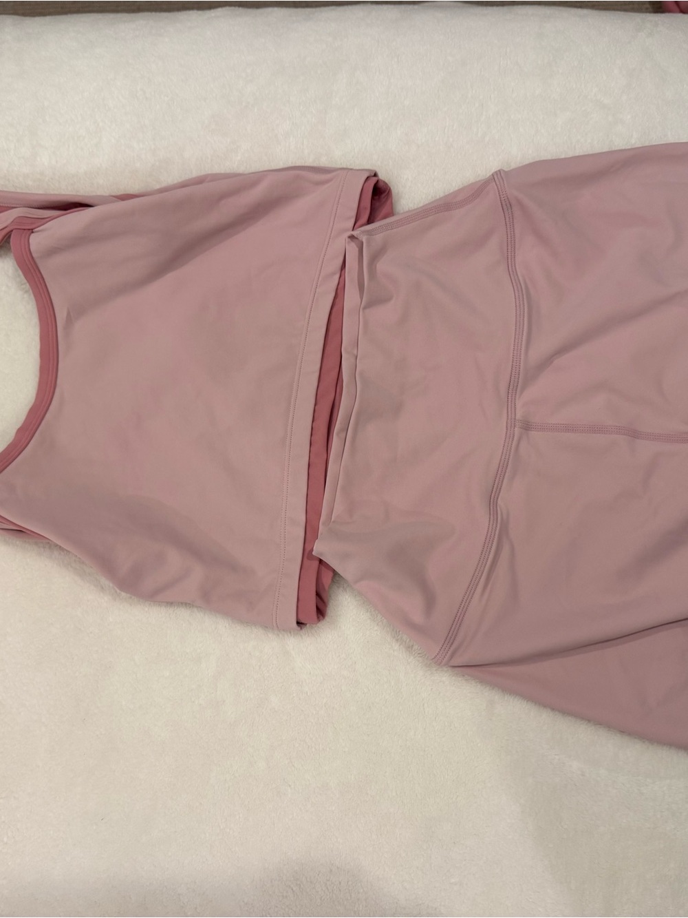 SET Active Dusty Pink Crop Tank & High-Waisted Athletic Shorts - Picture 2 of 4